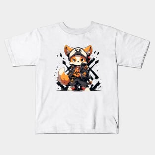 Cute fox wearing a hat and jacket Kids T-Shirt